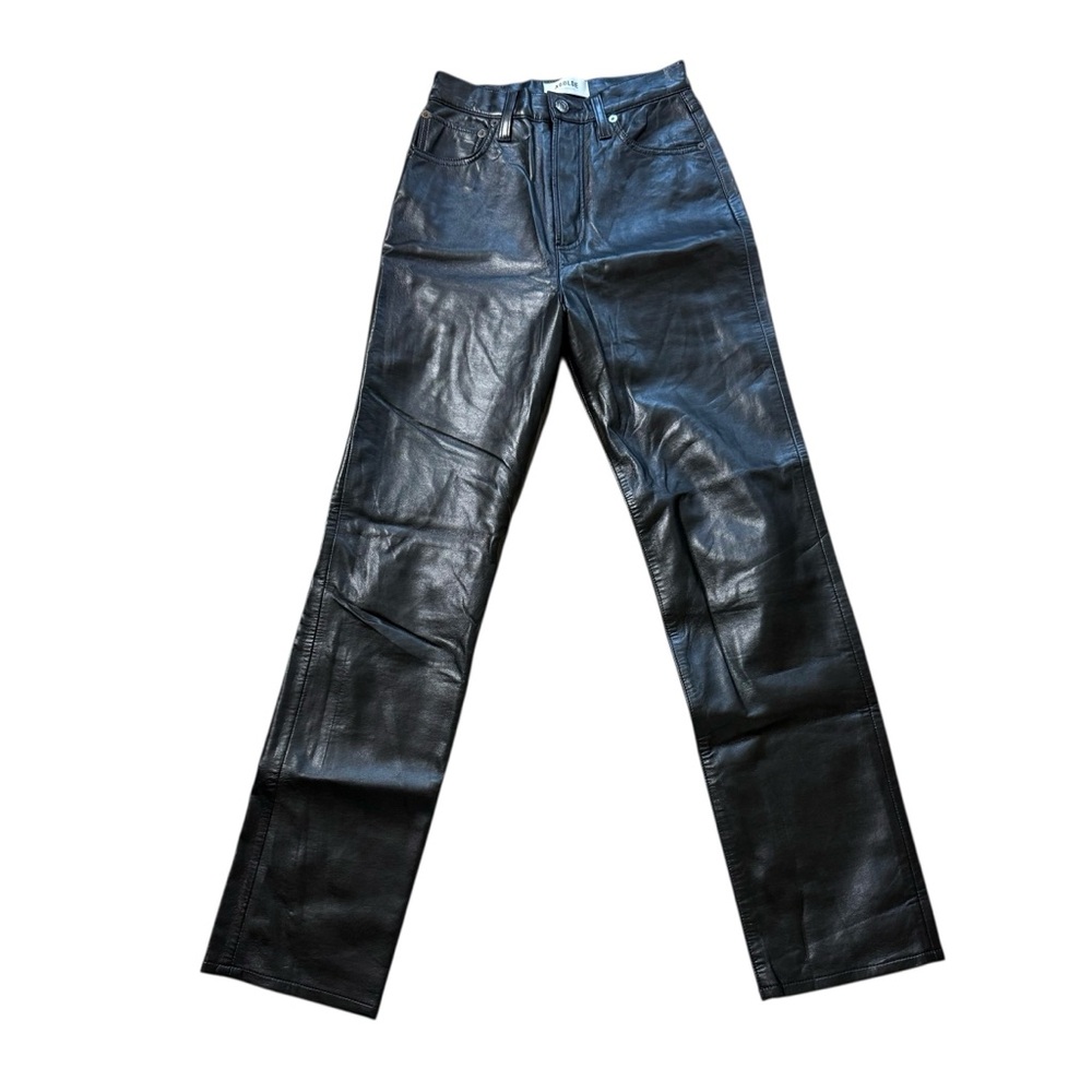 AGOLDE 90s Pinch Waist Recycled Leather Pants in Detox Black size 23 - Picture 2 of 10